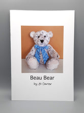 Load image into Gallery viewer, Beau Bear traditional style teddy bear soft toy softie pattern booklet. Full size templates and colour step by step instructions. By Jo Carter.