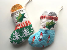 Load image into Gallery viewer, Handmade mini quilted Christmas stockings with chocolate coins.