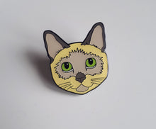 Load image into Gallery viewer, Burmese cat face enamel pin badge