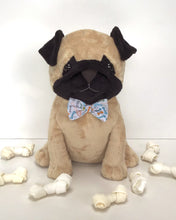 Load image into Gallery viewer, Handmade pug dog soft toy made from soft Shannon cuddle solid plush, fur fabrics
