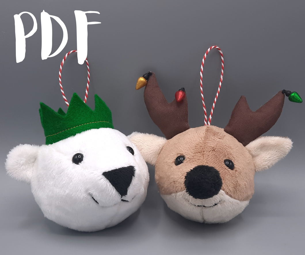 Polar Bear and Reindeer Bauble Duo PDF Pattern