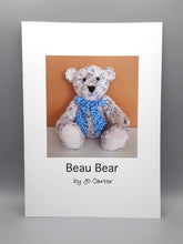 Load image into Gallery viewer, Beau Bear traditional style teddy bear soft toy softie pattern booklet. Full size templates and colour step by step instructions. By Jo Carter.
