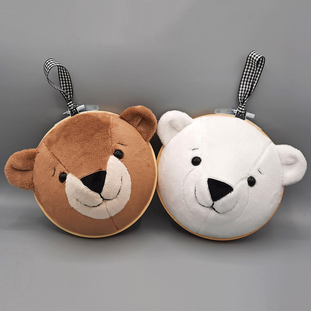 Smiling teddy bear face 3D fur fabric picture decoration for the home
