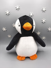 Load image into Gallery viewer, Handmade plush soft toy softie Benny penguin by Jo Carter.

