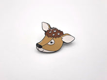 Load image into Gallery viewer, Cute soft enamel pin badge of a fawn reindeer face
