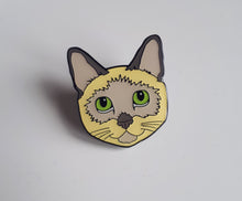 Load image into Gallery viewer, Burmese cat face enamel pin badge
