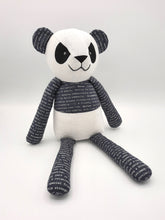 Load image into Gallery viewer, Handmade patchwork rag panda bear soft toy pattern. 
