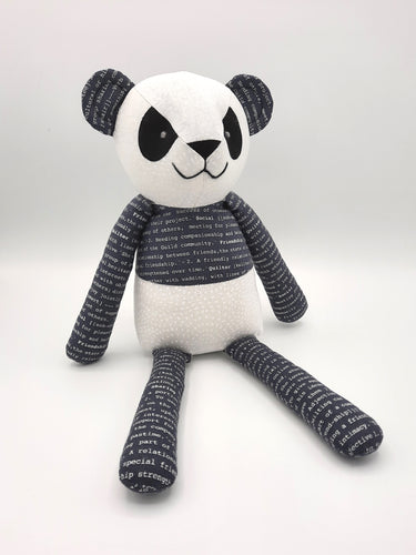 Handmade patchwork rag panda bear soft toy pattern. 