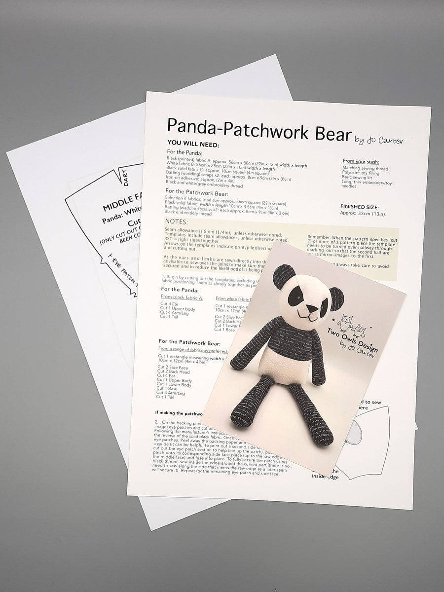 Panda - Patchwork Bear Pattern – Two Owls Design